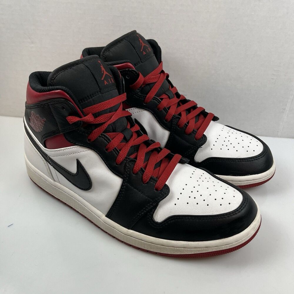 Nike Air Jordan 1 Mid Shoes Mens Size 10.5 Gym Red Black Toe Sneakers DQ8426-106